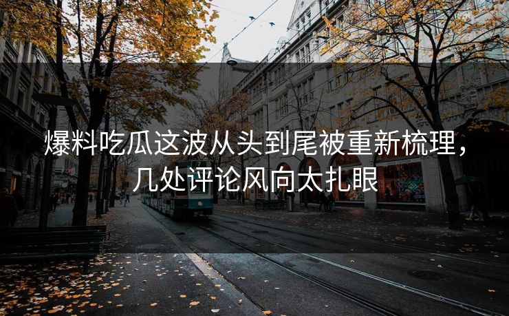 爆料吃瓜这波从头到尾被重新梳理，几处评论风向太扎眼